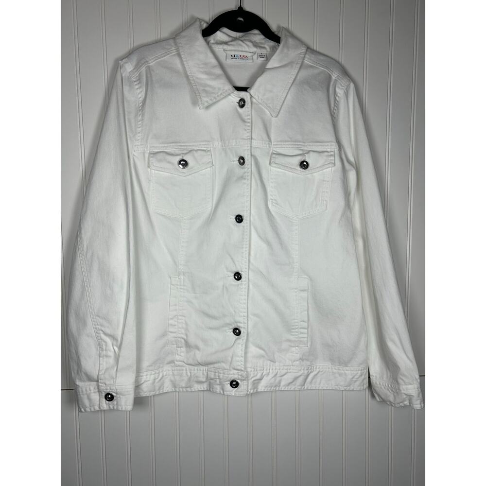 D & Co Denim Jacket White women’s Size L Long Sleeve Denim And Company NWOT - Picture 6 of 9